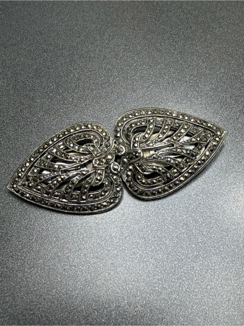 Antique Duet Brooch / Dress Clips Marcasites #cz366